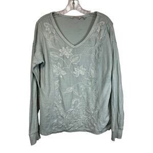 Soft Surroundings Weekender Embroidered Pullover In Soft Baby Blue Size Small